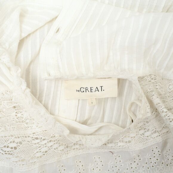 The Great. Trellis Midi Dress Eyelet Embroidered Ruffle Lace White S 1 279877 - Picture 10 of 10